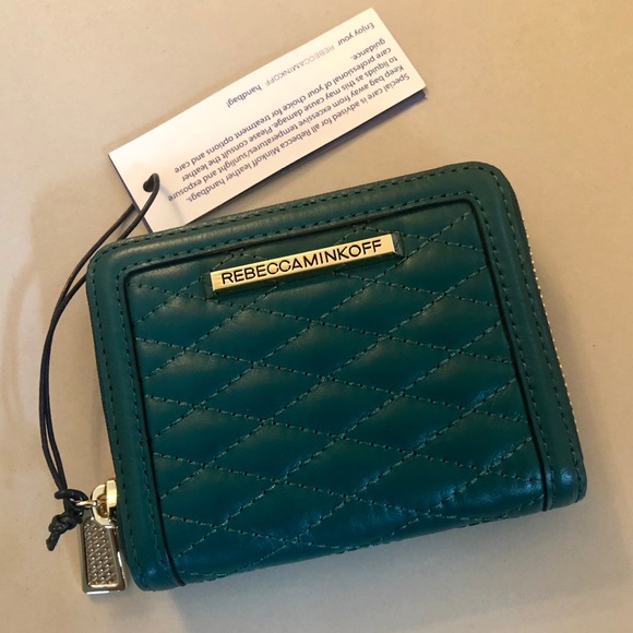 Rebecca Minkoff Handbags - Rebecca Minkoff Quilted Leather Teal Zip Wallet